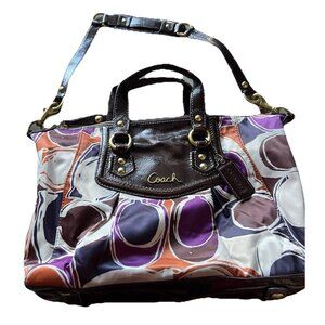 Vintage COACH Ashley Scarf C's Print LARGE Satchel Purse Bag Orange Purple